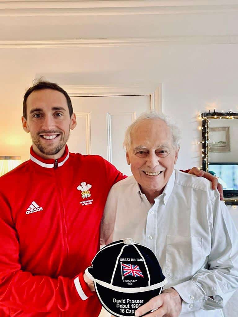 David Prosser GB cap award player no 144 with Lewis Prosser son