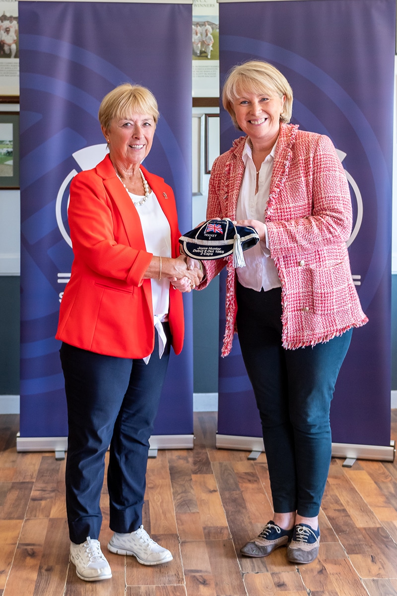 Scottish GB caps Sheila Morrow with Lise Hudson Rector of The High School of Dundee