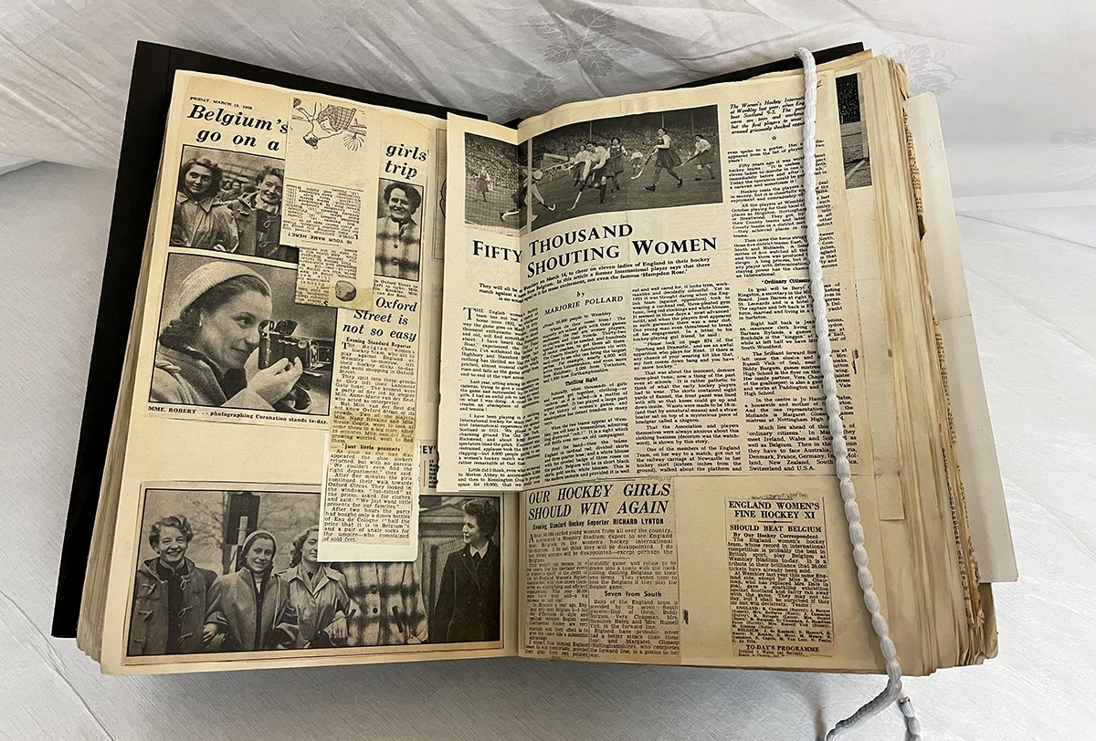 Biddy Burgum scrapbook England vs Belgium 1953